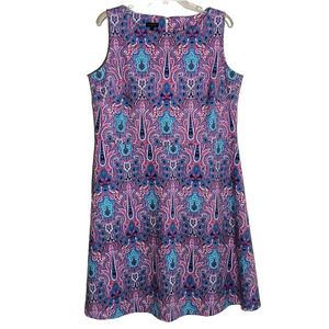 Talbots Sleeveless Dress Woman's Size 1X Multicolor Paisley Stretch Knit